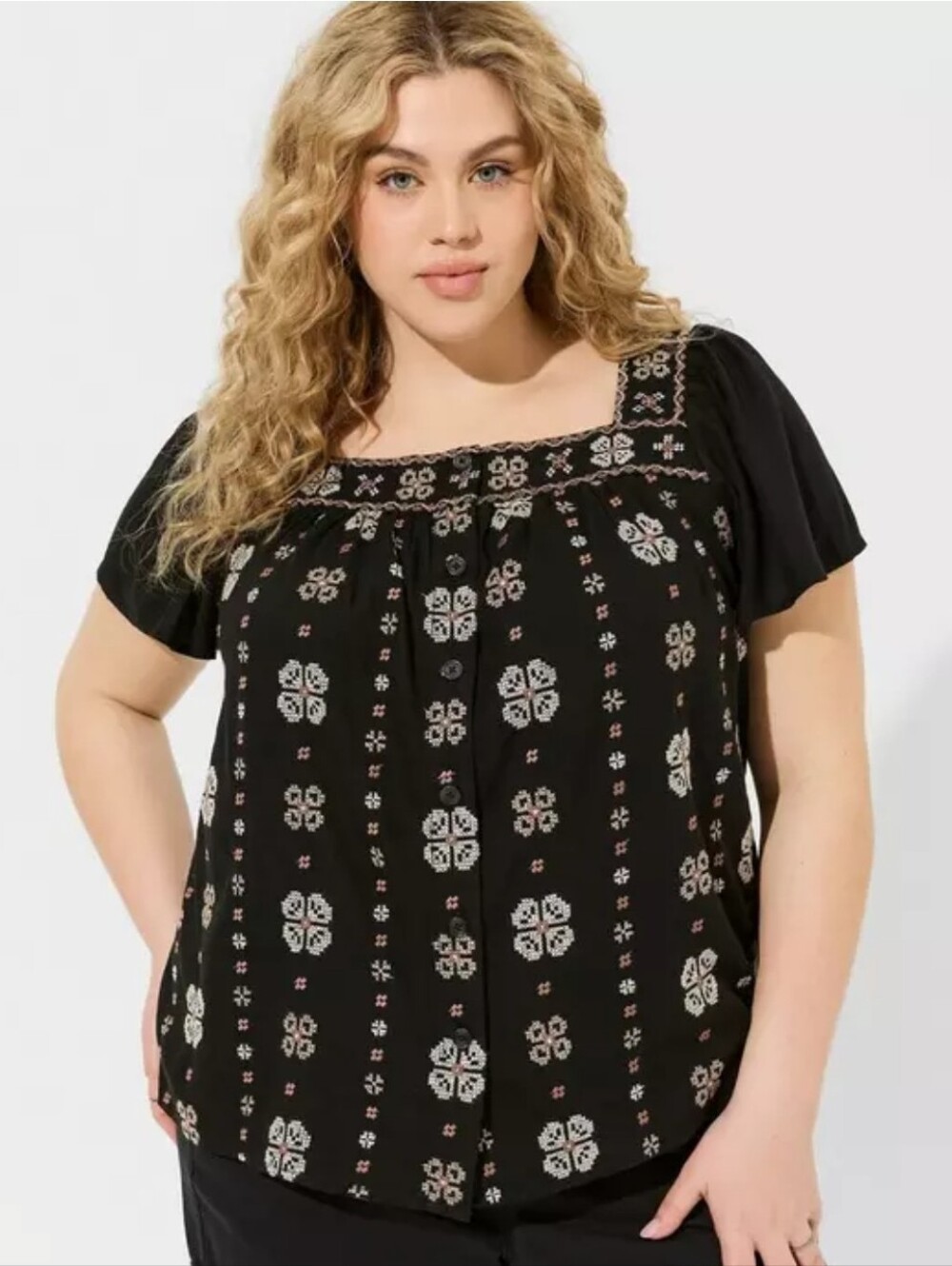 Torrid Beach Linen Eyelet Trim Shirt Sz 2x